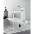 thumbnail image 5 of Bathroom Faucet 1 Hole, Single Handle Stainless Steel Bathroom Sink Faucet, Modern Vanity Faucets with Deck Plate,Water Supply Hoses and Pop Up Drain,Polish Chrome, 5 of 18