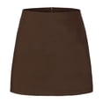 thumbnail image 4 of Jupe-pantalon à Fermeture Éclair devant à Fente Latérale Double pour Femmes, Short Doublé Mode, Brun, P, 4 of 9