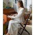 thumbnail image 4 of Defitshape Women's Cotton V Neck Nightgown Long Sleeve Victorian Pajama Dress Princess Lace Vintage Long Sleep Dress Soft Comfy Loungewear Lightweight Sleepwear White Small, 4 of 5