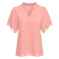thumbnail image 6 of T Shirts for Women 2026 Summer Short Ruffle Sleeve V Neck Chiffon Dressy Casual Tshirt Blouse Tunic Top, 6 of 7