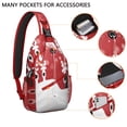 thumbnail image 2 of Sling Backpack,Red Christmas Reindeer Pattern Sling Bag with Water Bottle Holder,Waterproof Sling Bag for Men/Women with Headphone Jack for Hiking,Travel, 2 of 6