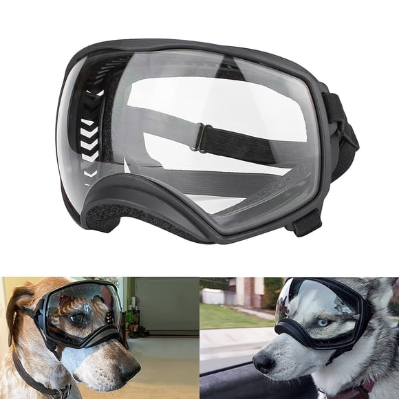 Gafas para Perro PETLESO con Lentes Transparentes Antirrayos UV para Perros Grandes