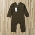 thumbnail image 2 of Qiylii Baby Boy Girl Button Romper One Piece Solid Color Knit Ribbed Jumpsuit, 2 of 3