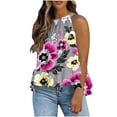 thumbnail image 1 of Weiqiqre Spring Tops for Women Adjustable Tie Neckline Ruffle Hem Sleeveless Flowy Halter Tops, 1 of 6