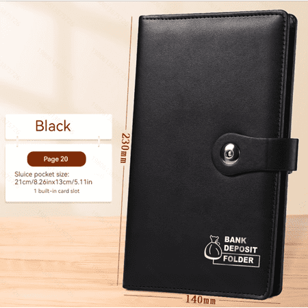 Deposit Receipt Book 5.5x9 inch Small Accordion File Holder Utility Wallet Faux Leather Cover 20 Pages Storage Book