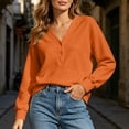 thumbnail image 7 of Women's Trendy Buttoned V-Neck Sweatshirt Long Sleeve Casual Pullover with Front Pocket Perfect for Work Weekend & Travel, 7 of 7