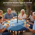 thumbnail image 2 of Round Outdoor Tablecloth with Umbrella Hole and Zipper, Blue Ombre Fitted Table Cover with Elastic Edge for 31-35 Inch, Farmhouse Vintage Wooden Striped Waterproof Patio Tablecoths for Picnic, 2 of 9