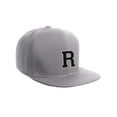 thumbnail image 1 of Classic Snapback Hat Custom A to Z Initial Letters, Light Grey Cap White Black Letter Initial R, 1 of 3