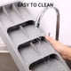 thumbnail image 4 of Organizador de cajones para cubiertos de cocina, caja de plástico gris con compartimentos desmontables para cucharas, cuchillos y tenedores, diseño antideslizante y fácil de limpiar para, 4 of 9