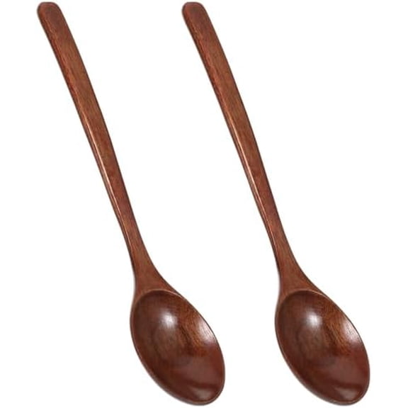 2Pcs Wooden Small Spoon for Eating, Mixing Stirring Wooden Spoon for Honey Jam Spoons Tablespoon Utensils for Cooking Mixing Stirring Soda Coffee,Home Table Spoons 9Inch$$Home Decor, Kitchen, & Other