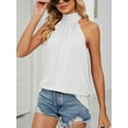 thumbnail image 4 of LAVA Women's Sleeveless Tie Halter Neck Summer Tops Casual Tank Top Blouse Shirts (White, XL), 4 of 7