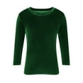 thumbnail image 5 of lcziwo Weekly Deals Womens Plus Size Velvet Tops Long Sleeve Casual Solid Color Blouses Vintage Lightweight Crew Neck Tee Shirts,Green,XL, 5 of 6