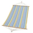 thumbnail image 2 of Sterling Sports Cotton Hammock with Wooden Spreader for Outdoor Patio Yard Poolside, 4ft Wide for 1 Person, 420 lbs Capacity, Blue Waves, 2 of 9