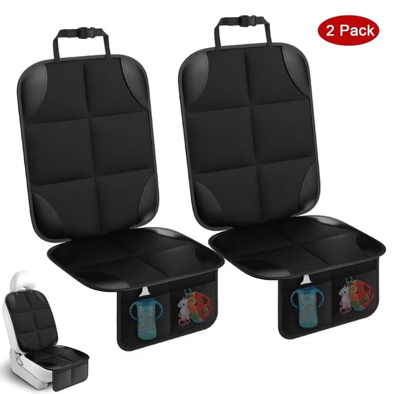 UHIAGREE Car Seat Protector with Thickest Padding, 2 pack,2 Mesh Pockets,for SUV,Sedan,Truck,Black