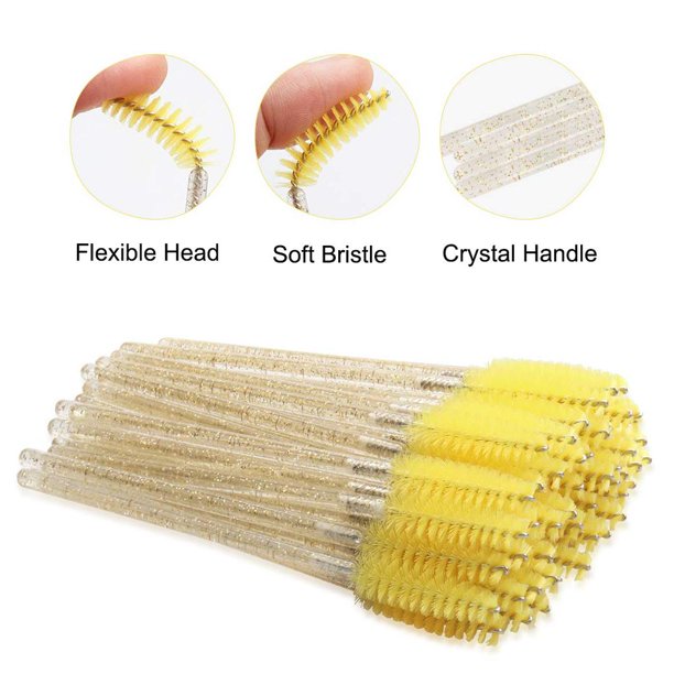 100pcs varitas de rímel desechables cepillos de pestañas herramientas de Amarillo Colcomx cepillos de pestañas varitas de rimel