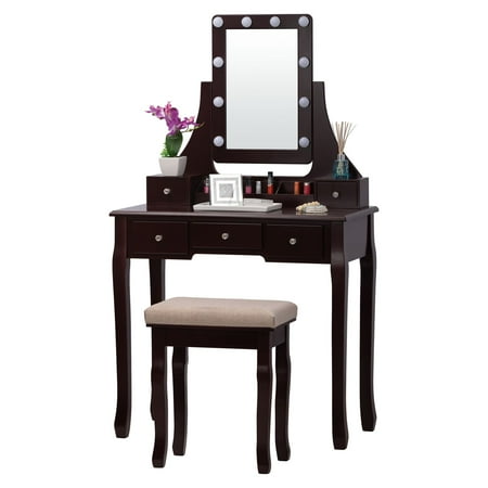 Fineboard Led Lights Vanity Table Set With Stool And Mirror 5 Fineboard Led Lights Vanity Table Set