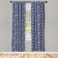 thumbnail image 3 of Ambesonne Under the Sea Curtains, Shells and Plants, Pair of 28"x84", Navy Blue White, 3 of 5