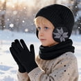 thumbnail image 6 of LIZENG Kids Fleece Lined Hat Scarf Glove Set Winter Thermal Beanie Knitted Neck Warmer Wool Mittens 3 Piece Snow Print Ski Warm Set, 6 of 7