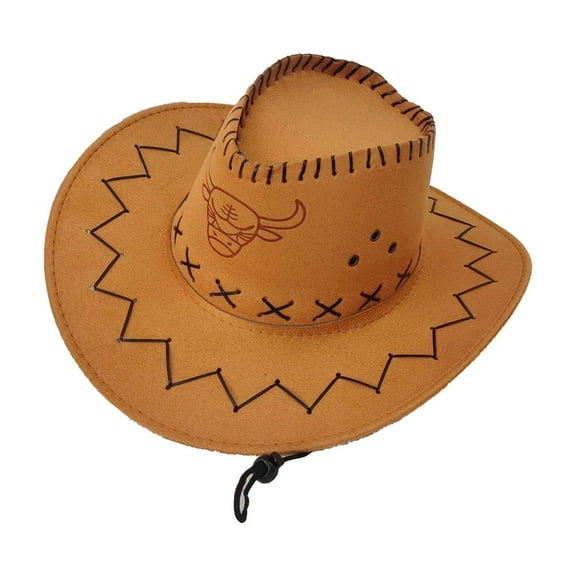 RMGVDSD Cowboy Hat For Kids Western Cowgirl Hat For Boys Girls Wide Brim Cowboy Hat Fashion Halloween Dress Up Party Hats Fashion Vintage 10-17 Years
