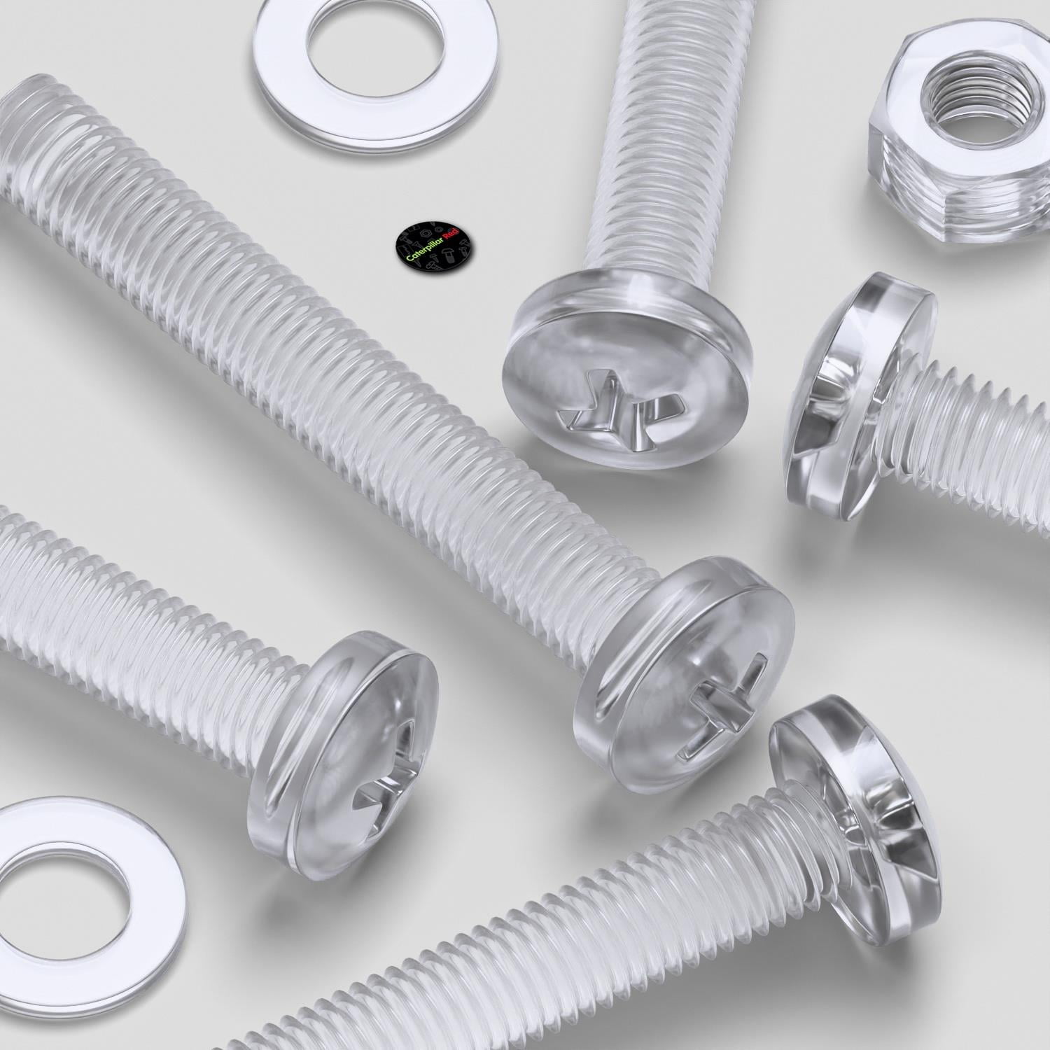 20 x Transparent Clear Plastic Acrylic M8 x 60mm Nuts & Bolts -Acrylic Plastic Screws, (15/64 x 2-23/64 in)