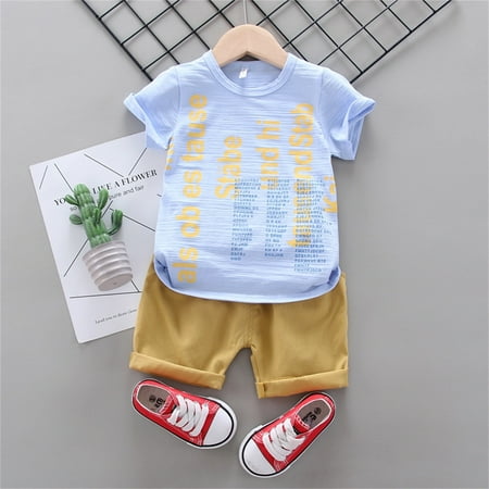 

Hunpta Toddler Kids Baby Boys Girls Clothes Summer Short Sleeve Letter Print T Shirt Tops Shorts Casual 2PCS Outfits Set