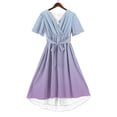 thumbnail image 6 of XUNKUSGA Summer Dresses for Women 2026 Fashion Wrap V Neck Short Sleeve Tie Waist High-Low Hem Sundresses for Women Soft Stretchy Women's Dresses,Purple,S, 6 of 7