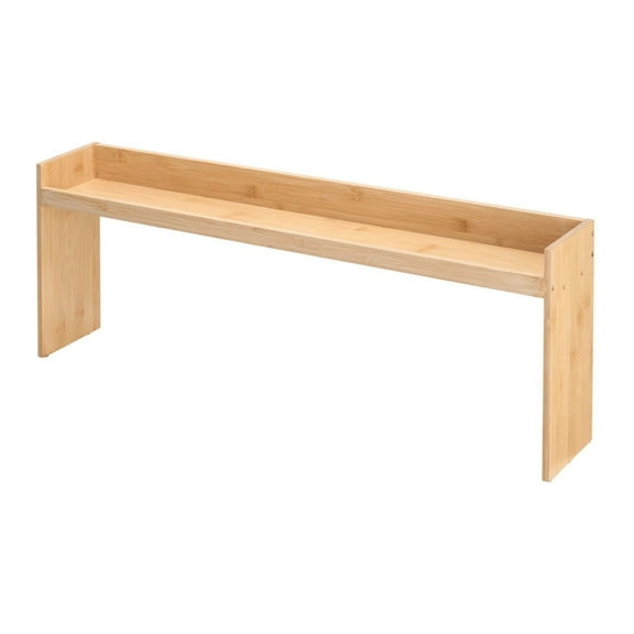 Over Stove Spice Rack 32.6x13in, Bamboo Kitchen Organizer 6-Tier, Fits Flat/Curved Cooktops, Countertop Shelf for Spices & Utensils