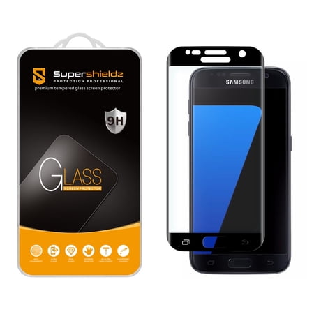 Supershieldz Designed for Samsung Galaxy S7 Tempered Glass Screen Protector, Anti Scratch, Bubble Free (Black)
