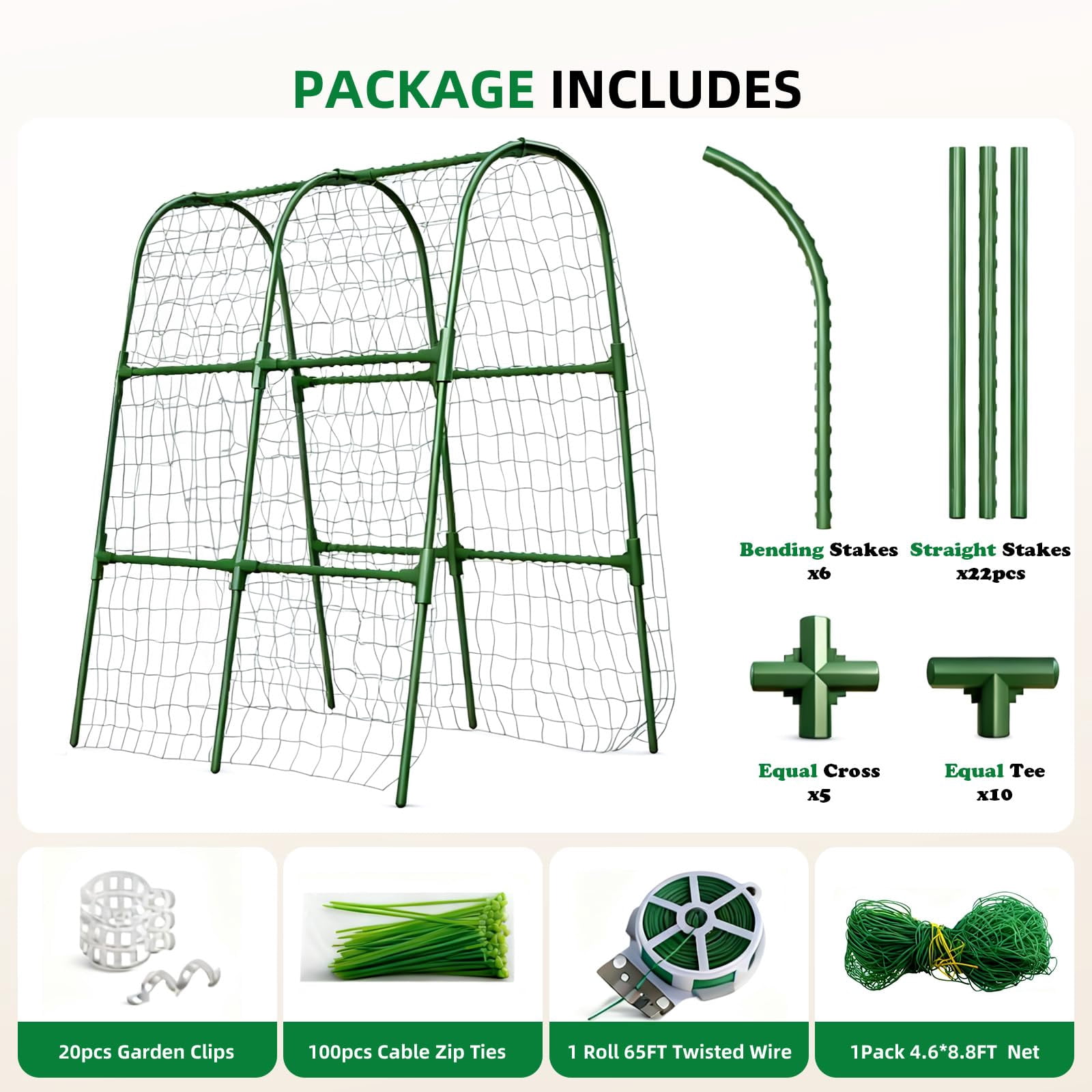Cucumber Trellis For Raised Bed  U-shape Garden Arch Metal Support Climbing Plants Plant Vegetables Vine (green 31.5 * 30 47inch(l*w*h))