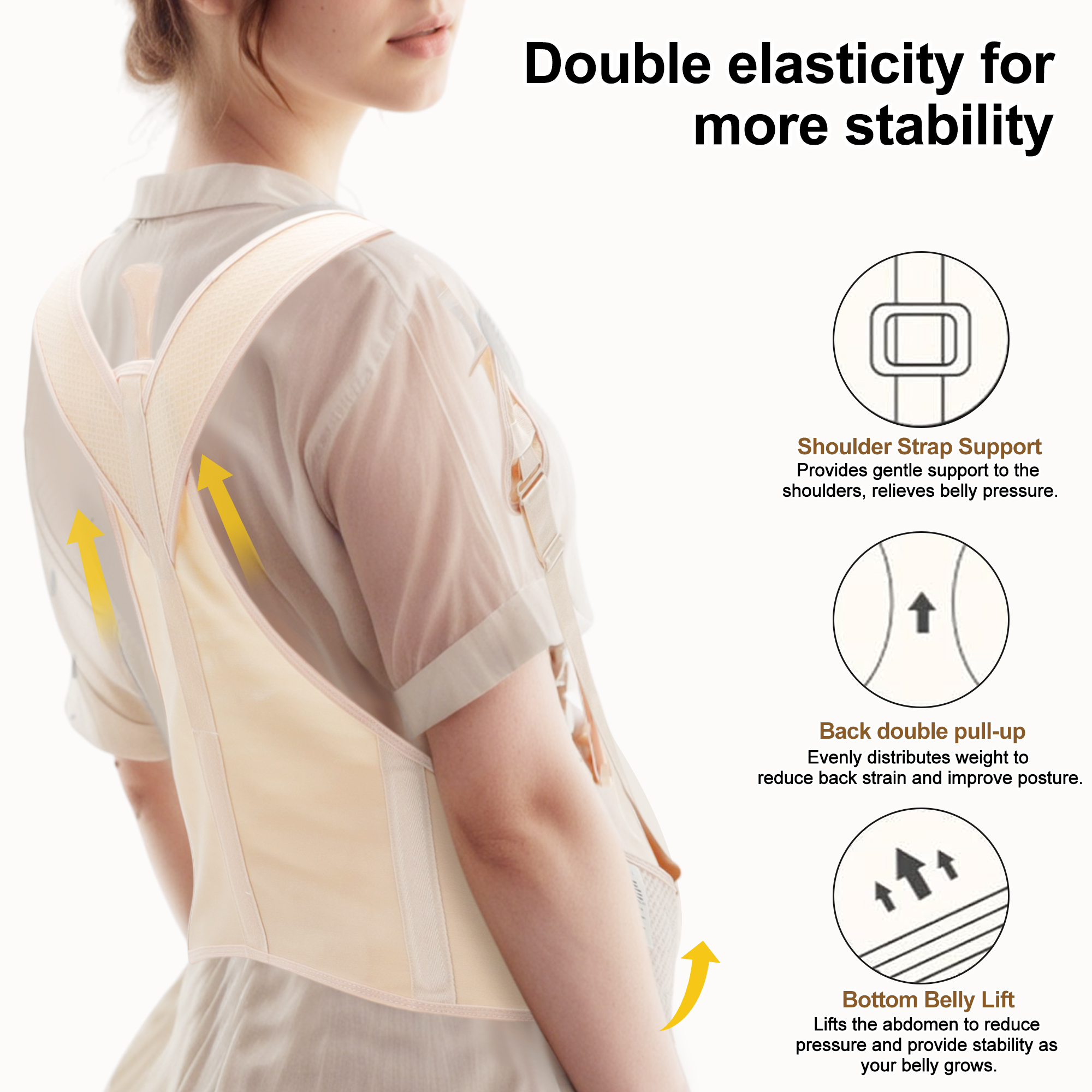 Unique Bargains Pregnancy Belly Band with Adjustable Straps 1 Pc X-Large Apricot