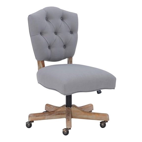 Riverbay Furniture Transitional Fabric Tufted Swivel Office Chair in Gray