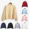 thumbnail image 2 of Oversized Sweatshirt for Women Autumn O Neck Solid Color Sweatshirt Basic Long Sleeve Pullover Top Fall Layering Tops Crewneck Sweatshirts Women Black M, 2 of 6