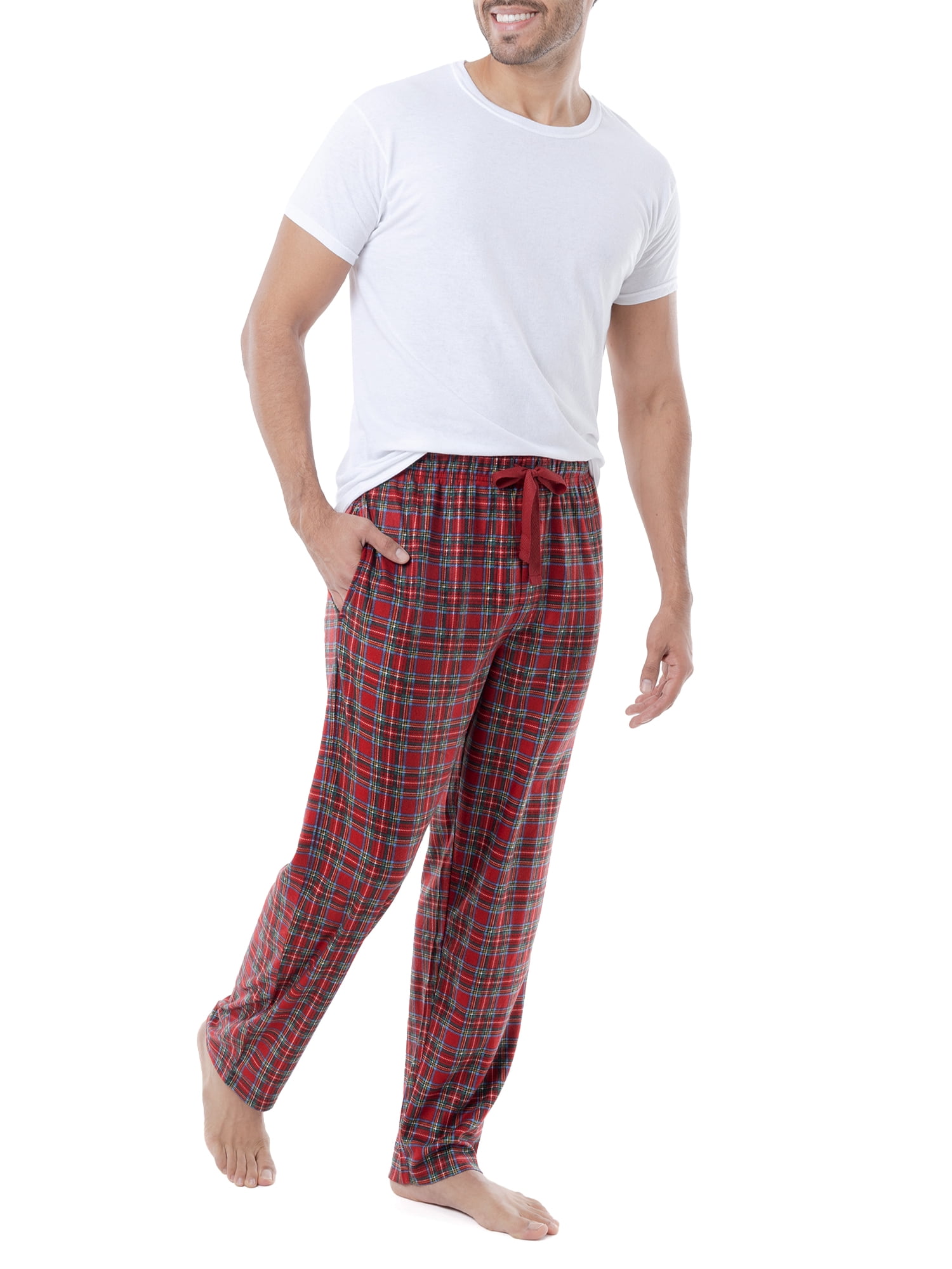 Fruit of the Loom Men's Holiday and Plaid Print Soft Microfleece Pajama Pant 2-Pack Bundle