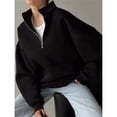 thumbnail image 4 of Sudaderas para Mujer, Sudaderas con Media Cremallera y Sudaderas con Cremallera de un Cuarto. Conjuntos de Moda de Otoño 2025. Negro (Fino) XXL, 4 of 10
