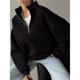 thumbnail image 4 of Sudaderas para Mujer, Sudaderas con Media Cremallera y Sudaderas con Cremallera de un Cuarto. Conjuntos de Moda de Otoño 2025. Negro (Fino) XL, 4 of 10