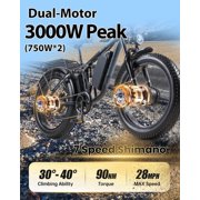 3000W(Peak)28MPH Electric Bike for Teens Adults,24 Fat Tire Off-Road EBike with 48V25AH Battery,Hydraulic Brakes,Electric Mountain Trail for Age 13+UL2849