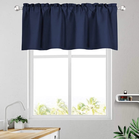 Curtain,1 Piece Black And For Window Thermal Insulated Rod Pocket Short Curtain For Kitchen Bathroom Living Room 57×18 Inch