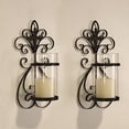 thumbnail image 2 of Adeco  Iron and Glass Vertical Wall Hanging Candle Holder Sconce (Set of 2), 2 of 5