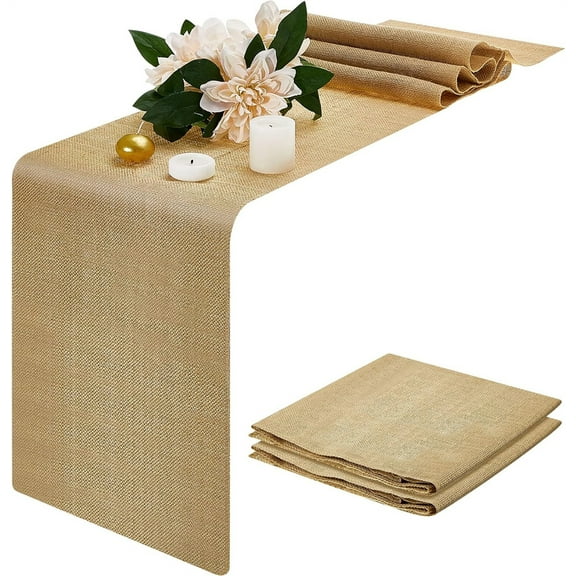 Duslogis 2 Pcs Natural Burlap Table Runners – 12 Inch x 70 Foot Burlap Roll for Dining Room Table, Outdoors – Rustic Farmhouse Jute Table Runner Decor for Parties, Weddings, and Holidays