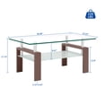 thumbnail image 4 of Taoruifang 2-Tier Rectangle Walnut Glass Coffee Table for Living Room, 4 of 20