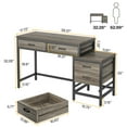 thumbnail image 3 of Spaco 5-Drawer Computer Desk, Study Writing Table with Reversible Drawer Cabinet, Desk for Indoor as Home, Office, Gray, 3 of 3