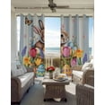 thumbnail image 6 of Easter Bunny Kitchen Curtains Colorful Eggs Spring Tulips Flower Blue Stripes Cafe Short Curtains for Bathroom Blackout Window Curtain Small Window Treatment Drapes for Bedroom Living Room 52"x45"x2, 6 of 9