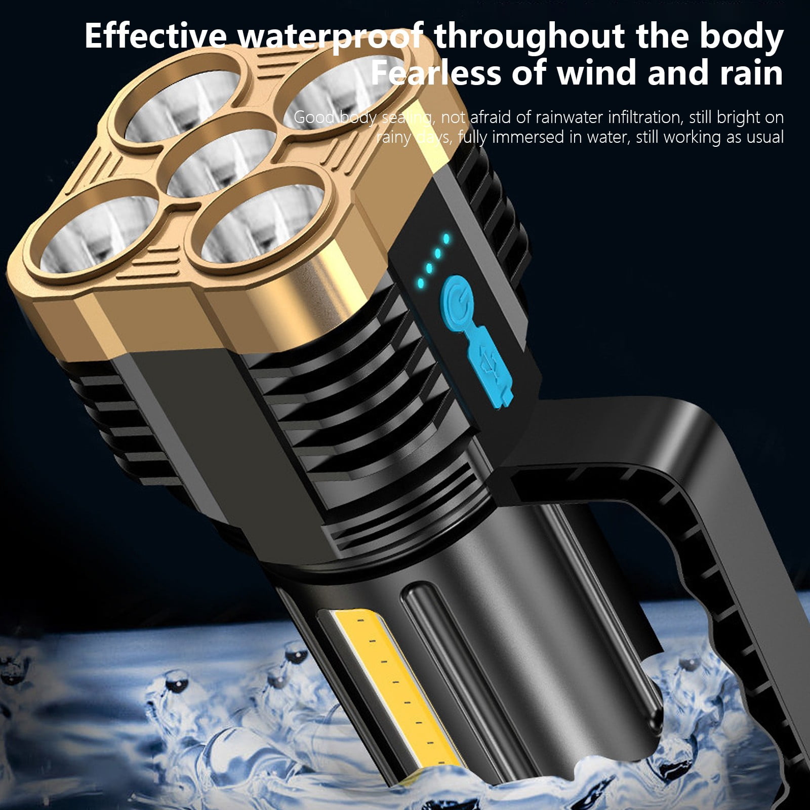 Super Bright LED Spotlight Rechargeable Flashlight Super Bright Torch Searchlight Handheld Portable LED Spotlight USB Rechargeable Flashlight for Mining,Camping,Hiking,Fishing