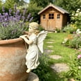 thumbnail image 4 of Statue Gardening Patio Balcony Outdoor Decoration Girl Hanging Flower Pot Resin Ornament, 4 of 6