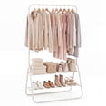thumbnail image 1 of Costway Heavy Duty Clothes Rack Metal Garment Rack with Hanging Rod and Storage Shelves White, 1 of 10