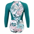 thumbnail image 5 of Fesfesfes Girls' Spring Summer Swimwear Rash Guard Swimsuit Zipper Bathing Suits Long Sleeve Ruffle Girl Full Cover Flower Print for Children(Green,5-6 Years), 5 of 9
