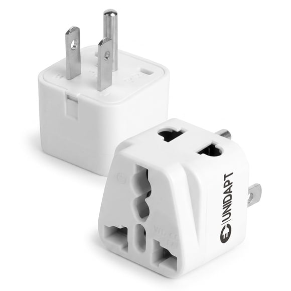 Adaptador de viaje Unidapt UK a US, paquete de 2, enchufe universal