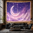 thumbnail image 6 of Crescent Moon and Glowing Pool with Violet Crystals and Stars, Mystical Fantasy for Nature Lovers, Mystical Wall Art Decor, Housewarming Gift, Tapestry Wall Hanging for Bedroom and Dorm Room, 6 of 7