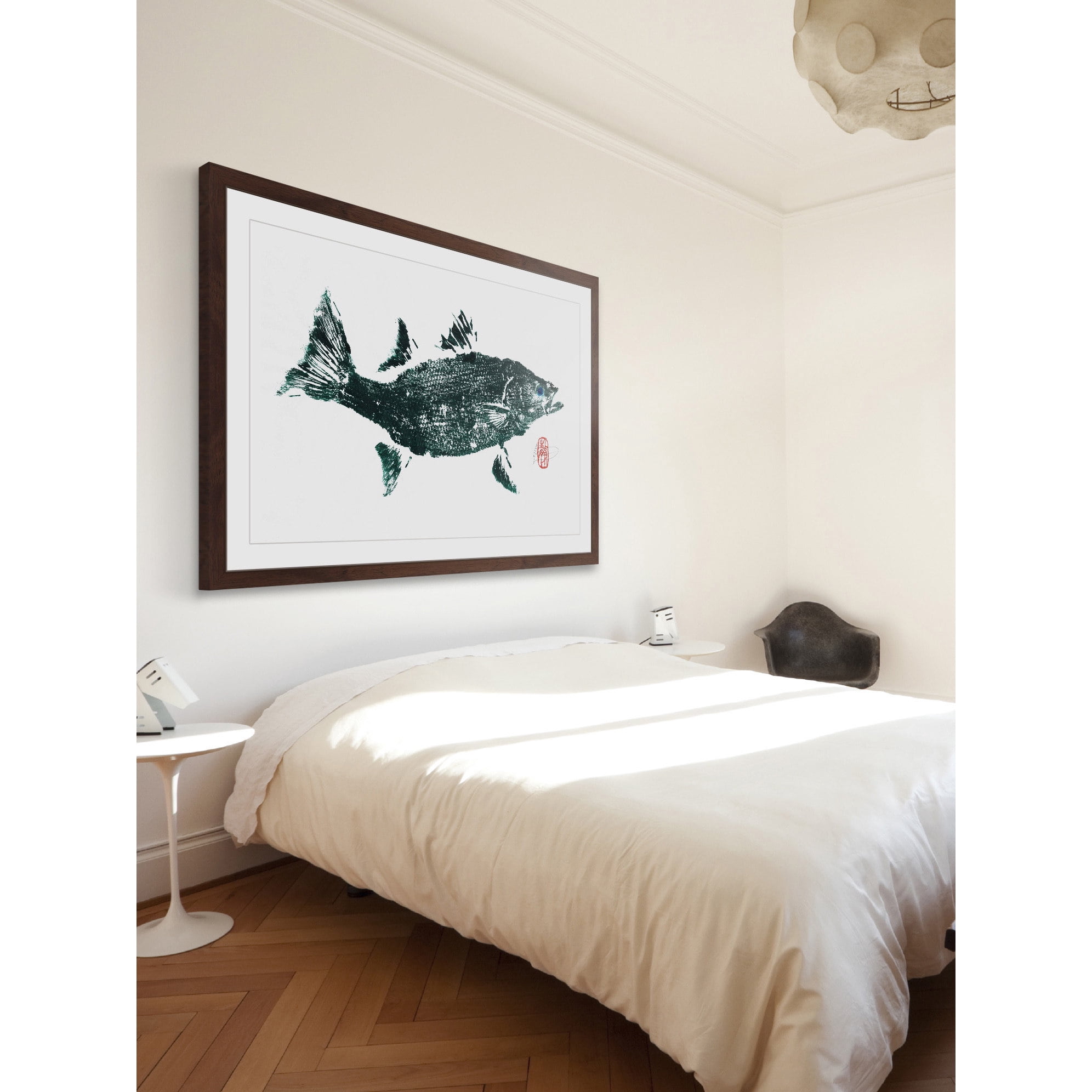 "Striped Bass Green" Framed Painting Print