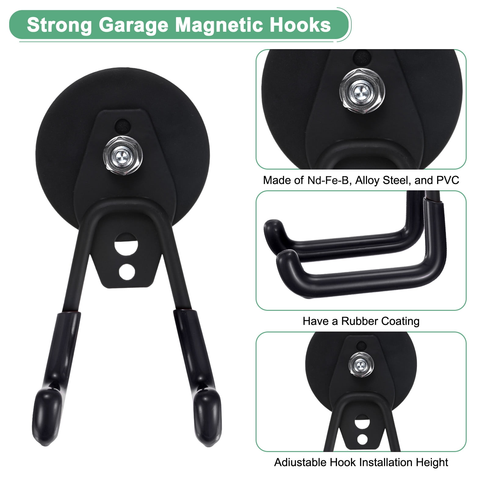 Uxcell 2-Pack Strong Garage Magnetic Hooks, Storage Utility Magnet Hooks with Anti Slip Rubber Coating [Orange]